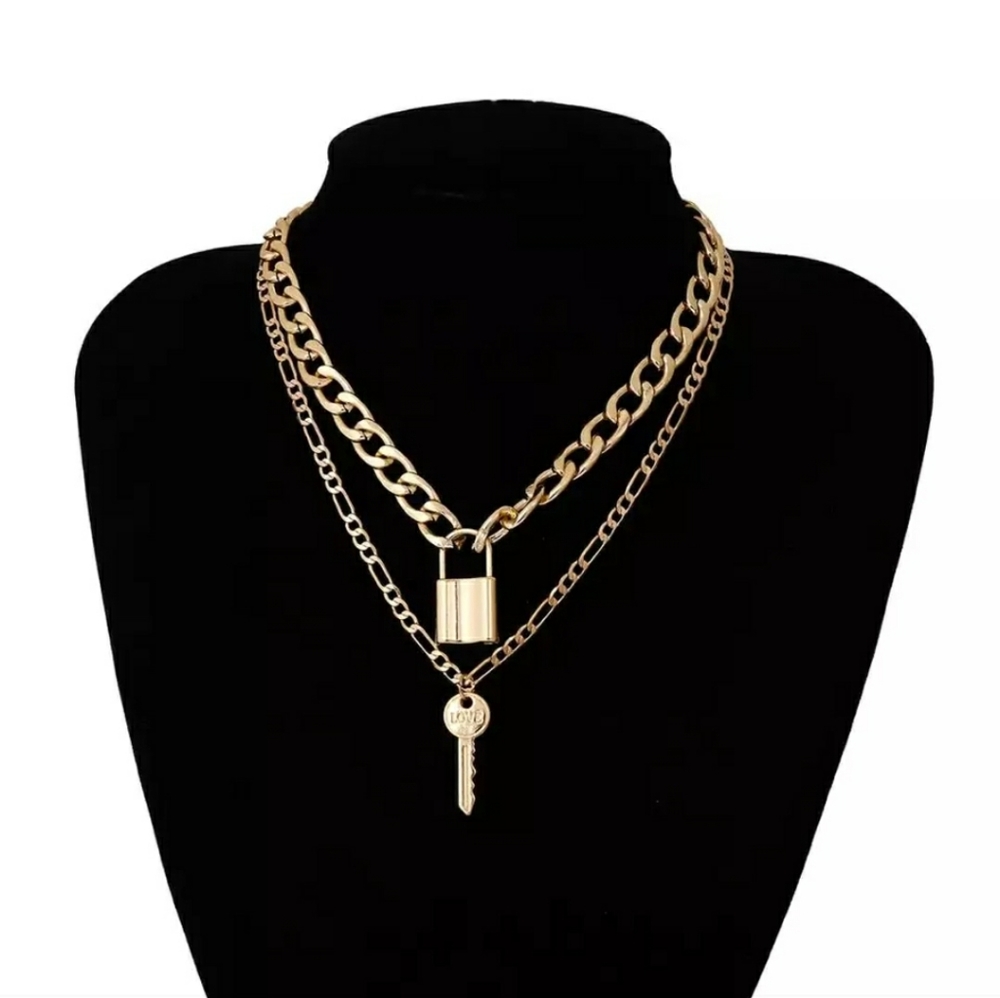 Layered Choker Lock and Key Set